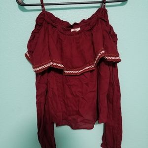 Maroon Off Shoulder Blouse